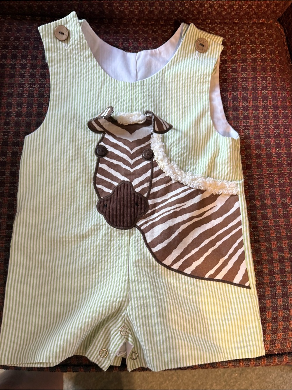 Green Striped Zebra Applique Toddler Romper - Unbranded